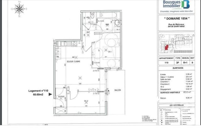 Appartement F3 à vendre - 3 pièces - 59.0 m2 - ST MAX - 54 - LORRAINE - Century 21 Les Portes D'Or